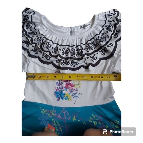 Ghnatygren Size 120 cm (5-6 Years) Girls Short Sleeve Floral Costume Dress - Picture 6 of 8